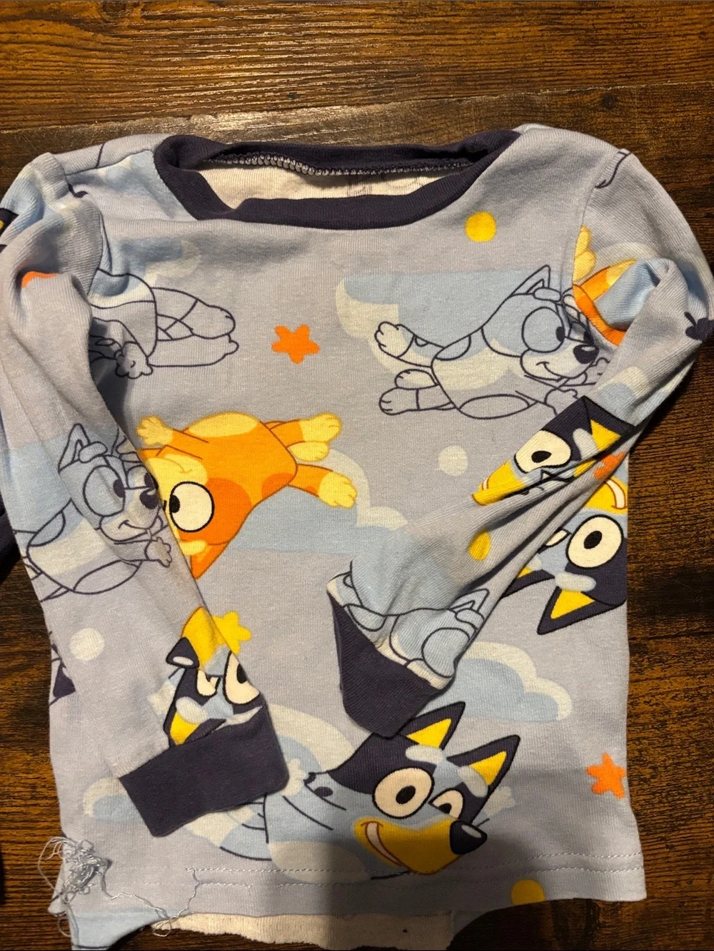 Bluey Kids Pajama Set - Light Blue & Navy with Yellow Accents